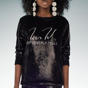 Tom Ford Runway Beverly Hills Black Crystal Sequined  Sweatshirt M